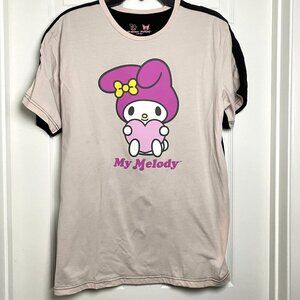Sanrio Dual My Melody And Kuromi T-Shirt Pink Black Size Large Hello Kitty Rare